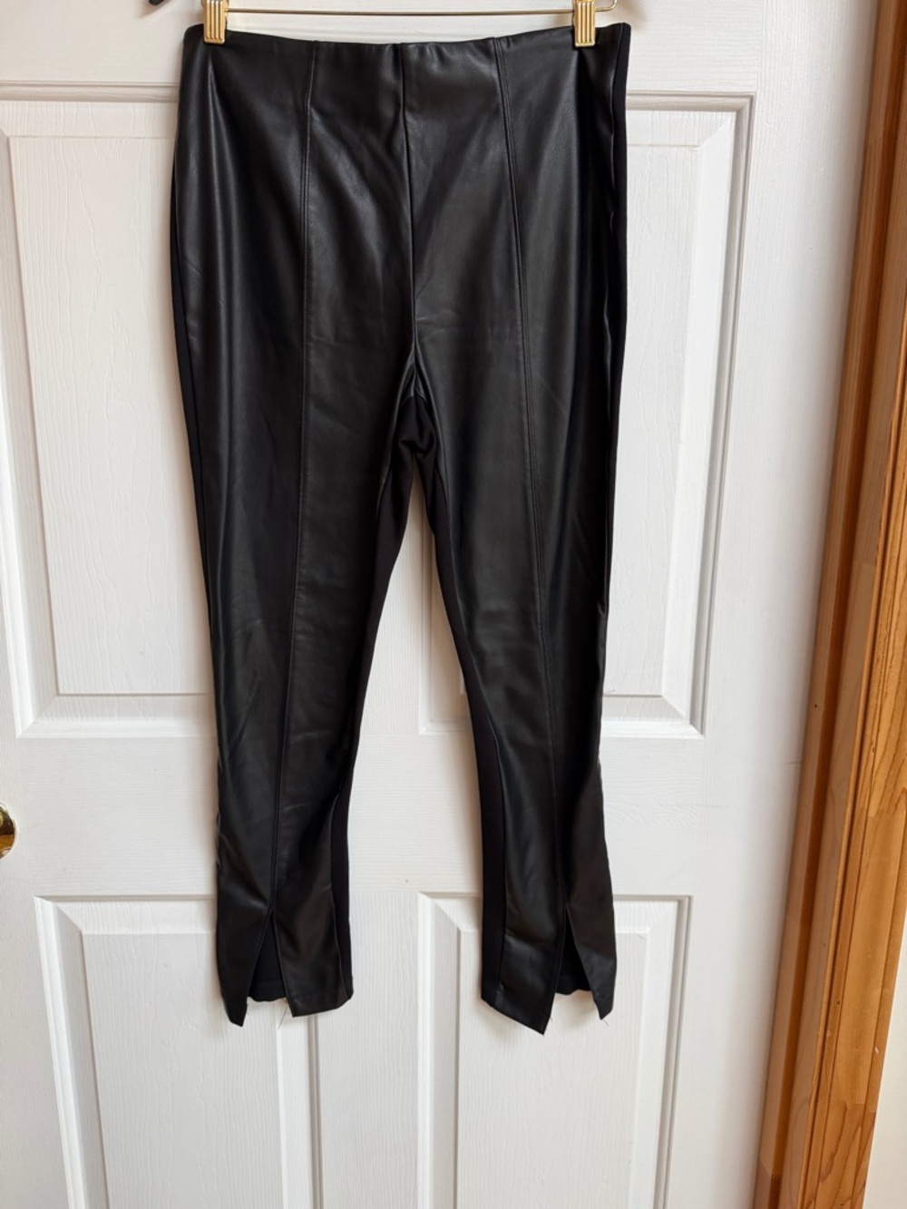 Calvin Klein Black Faux Leather Cropped Ankle Pants